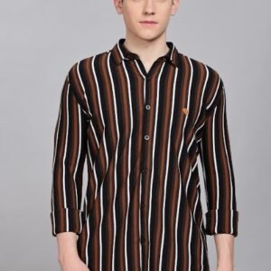 PR3 Shirts 006 –|| Black & Brown  Stripes || Full Sleeve Shirt
