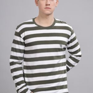 FS005 || Green & White || Full Sleeve Round Neck T-Shirt