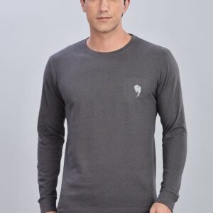 RFS009 || Grey || Round Neck Full Sleeve T-Shirt